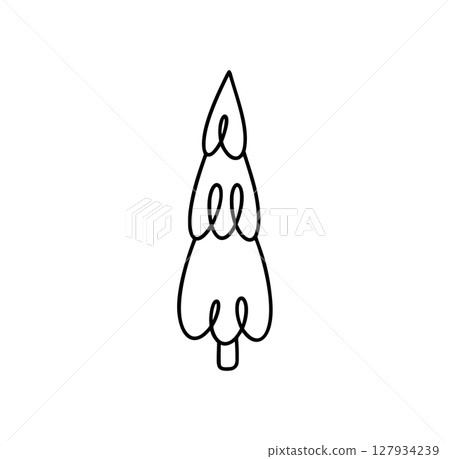 Simple vector christmas tree icon calligraphy line drawing celebrating winter holidays 127934239
