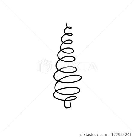 Simple vector christmas tree icon calligraphy line drawing celebrating winter holidays 127934241