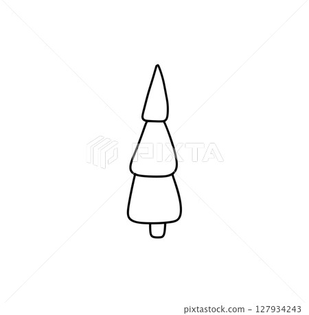 Hand drawn christmas vector tree illustration icon line for festive projects, greeting cards, or symbol winter decorations, evoking childlike wonder and seasonal cheer. 127934243