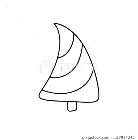 Hand drawn christmas vector tree illustration icon line for festive projects, greeting cards, or symbol winter decorations, evoking childlike wonder and seasonal cheer. 127934245