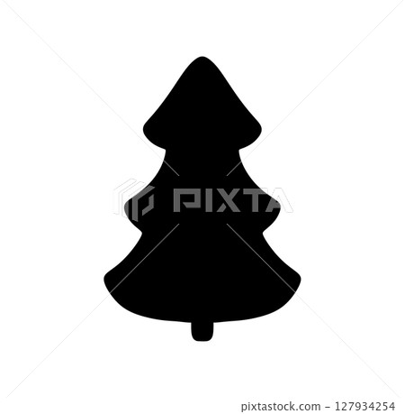 Stylized winter vector christmas tree icon silhouette on white background 127934254