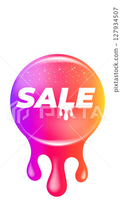 Round Sale Sticker Vector, Colorful Liquid Melt Design with Gradient, Glowing Effect, SALE Text, Social Media Post Element, Online Shop Promotion, Special Offer Label, Modern Graphic 127934507