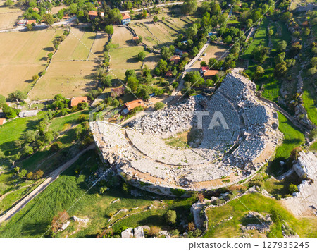 Ruins of Roman amphitheater in ancient city of Selge, Turkey 127935245