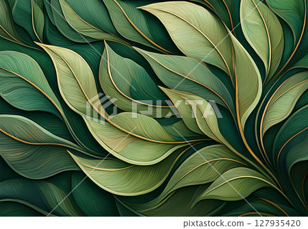 Organic green abstract background with leaf shapes and natural textures 127935420