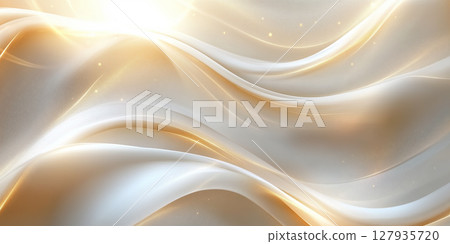 奢華的金色波浪背景。完美的美容和化妝品抽象紋理 127935720