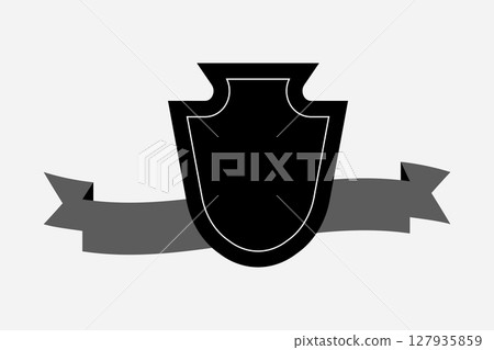 Badge Design featuring a sophisticated Ribbon to symbolize accomplishment Badge Design featuring a sophisticated Ribbon to symbolize accomplishment 127935859