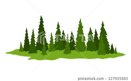 Evergreen Forest Scene that features an appealing Minimalist Design Evergreen Forest Scene that features an appealing Minimalist Design 127935883