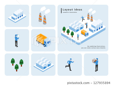 插畫素材 | Isometric_Factory 02 127935894