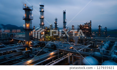 The plant is a complex for oil refining and production of various types of fuel. AI Generated 127935921