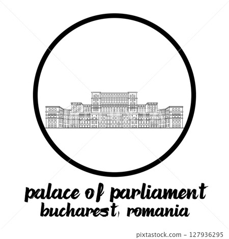 Circle Icon Palace of Parliament. Vector illustration 127936295
