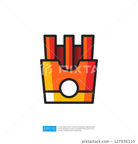 French Fries Icon Illustration in Bright Colors Representing Fast Food Snack Design for Modern Cuisines French Fries Icon Illustration in Bright Colors Representing Fast Food Snack Design for Modern Cuisines 127936310