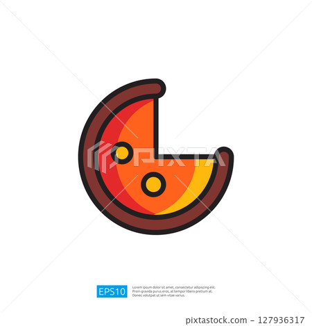 Colorful Abstract Circle Icon in Orange and Yellow Gradients with Playful Design Elements 127936317