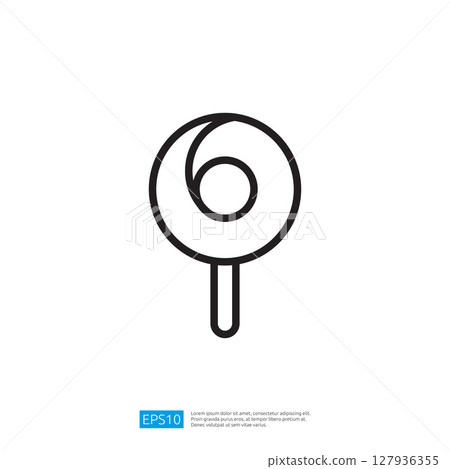 Simple Outline Icon of a Lollipop with Spiral Design Representing a Sweet Treat or Candy Simple Outline Icon of a Lollipop with Spiral Design Representing a Sweet Treat or Candy 127936355