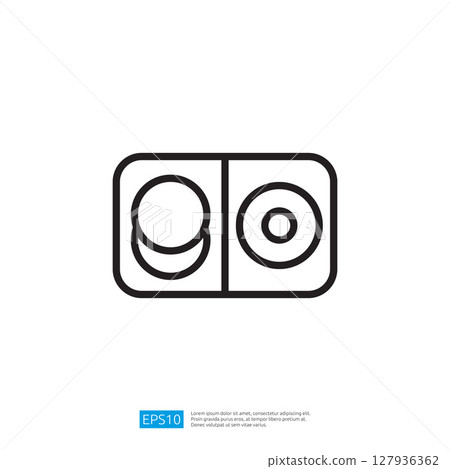 Minimalist Icon Graphic Illustration of Two Circular Shapes in Black and White Design with Clean Lines and Geometric Elements 127936362