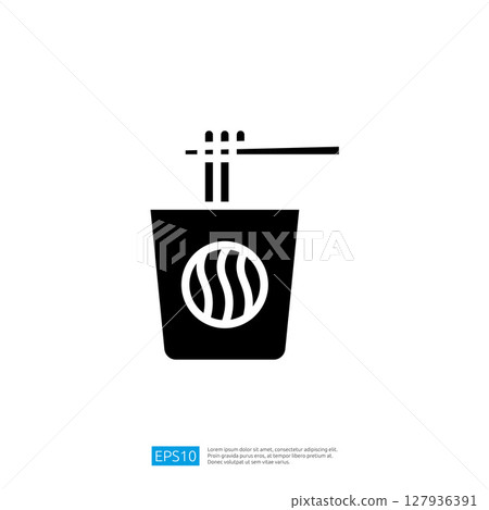 Noodles Icon in a Takeout Container with Chopsticks Representing Asian Cuisine and Fast Food Dining Experience Noodles Icon in a Takeout Container with Chopsticks Representing Asian Cuisine and Fast Food Dining Experience 127936391