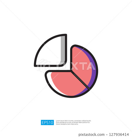 Colorful Pie Chart Icon for Data Analysis and Business Reporting Illustrating Segments and Categories in Modern Design 127936414
