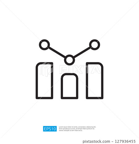Data Analysis Icon with Bar Charts and Line Graph Depicting Business Growth and Financial Trends in a Minimalist Design Data Analysis Icon with Bar Charts and Line Graph Depicting Business Growth and Financial Trends in a Minimalist Design 127936455
