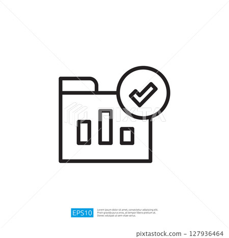 Checkmark Icon on Folder Representing Successful Data Analysis and Report Approval in Business Management Checkmark Icon on Folder Representing Successful Data Analysis and Report Approval in Business Management 127936464