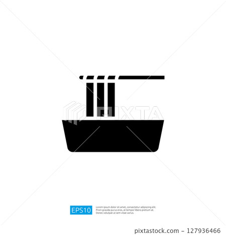 Black Silhouette Icon of Noodles in Bowl Representing Asian Cuisine and Cultural Staple in Modern Design Black Silhouette Icon of Noodles in Bowl Representing Asian Cuisine and Cultural Staple in Modern Design 127936466