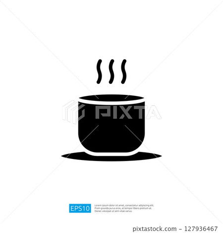 Steaming Cup Icon Representing a Hot Beverage with Aromatic Steam Rising in a Minimalistic Design 127936467