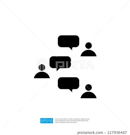 Iconic Representation of Group Communication with Speech Bubbles and People Engaging in Dialogue Iconic Representation of Group Communication with Speech Bubbles and People Engaging in Dialogue 127936487