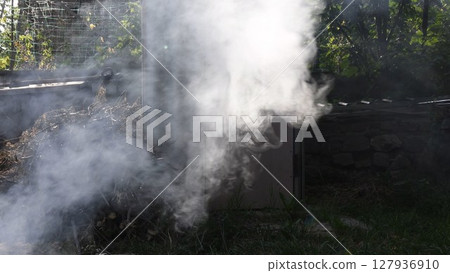 Blurry smoke background outdoors 127936910