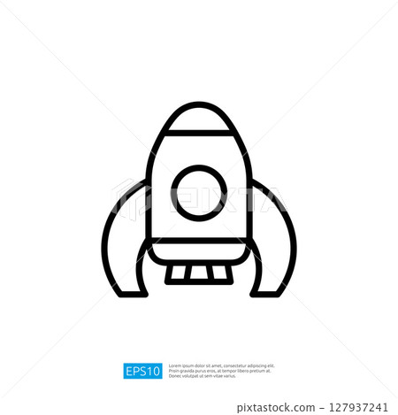 Stylized Rocket Icon with Clean Lines and Minimalist Design Representing Adventure in Space Exploration and Technology Stylized Rocket Icon with Clean Lines and Minimalist Design Representing Adventure in Space Exploration and Technology 127937241