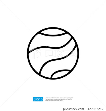 Sport Icon Featuring a Simplistic Line Drawing of a Round Ball with Wavy Patterns in Minimalist Style Sport Icon Featuring a Simplistic Line Drawing of a Round Ball with Wavy Patterns in Minimalist Style 127937242