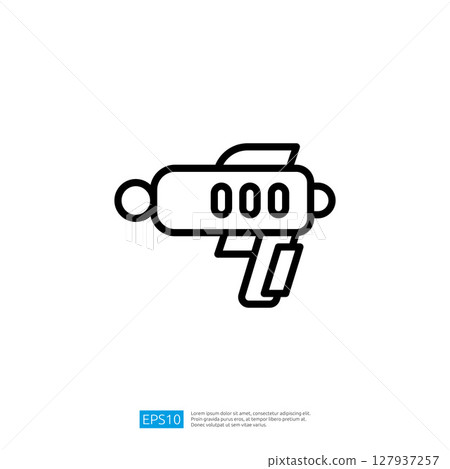 Vector Icon of a Retro Toy Gun Simplified Design with Outlined Features and Playful Aesthetics in Black and White Vector Icon of a Retro Toy Gun Simplified Design with Outlined Features and Playful Aesthetics in Black and White 127937257