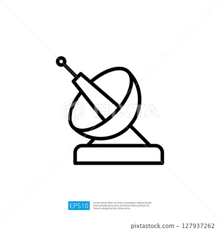 Simplistic Satellite Communication Icon Featuring A Transmitter Dish For Data Transmission And Signal Broadcasting Technology Simplistic Satellite Communication Icon Featuring A Transmitter Dish For Data Transmission And Signal Broadcasting Technology 127937262