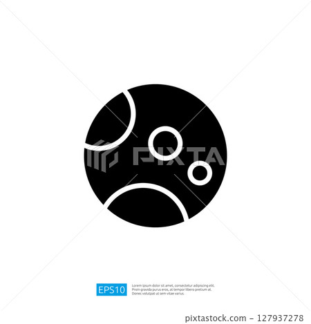 Abstract Black Circle Planet Icon with Geometric Shapes Representing Celestial Bodies in Space Environment 127937278