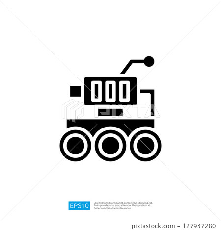 Futuristic Black Icon Of A Robotic Exploration Vehicle Designed For Space Science And Technology Implementation Futuristic Black Icon Of A Robotic Exploration Vehicle Designed For Space Science And Technology Implementation 127937280