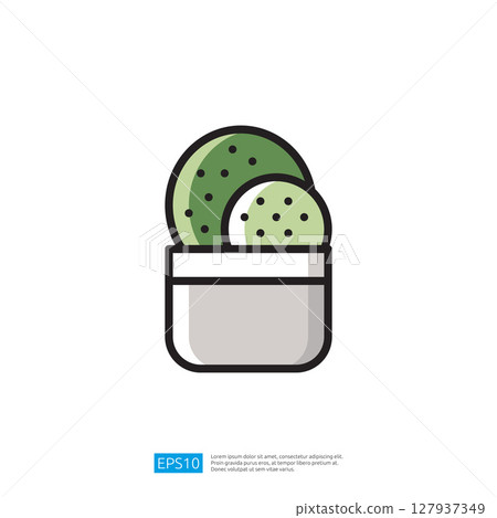 Stylized Green Cactus Icon in Round Pot with a Minimalist Design and Clean Lines Representing Nature and Succulent Plants in Illustration Stylized Green Cactus Icon in Round Pot with a Minimalist Design and Clean Lines Representing Nature and Succulent Plants in Illustration 127937349