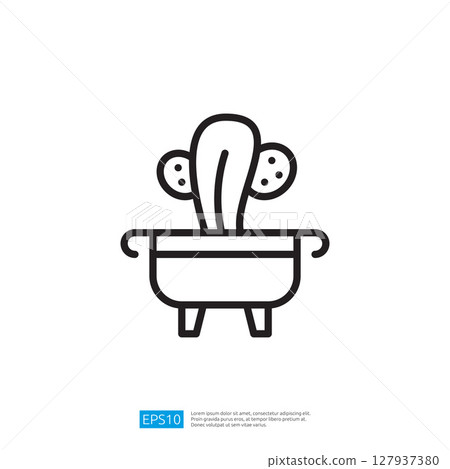 Cactus Icon in a Bathtub Symbolizing Wellness and Relaxation in Minimalist Design Style 127937380