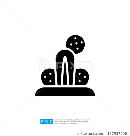 Cactus Icon in Minimalist Design Featuring Geometric Shapes and Black Silhouettes on a Simple White Background Cactus Icon in Minimalist Design Featuring Geometric Shapes and Black Silhouettes on a Simple White Background 127937396