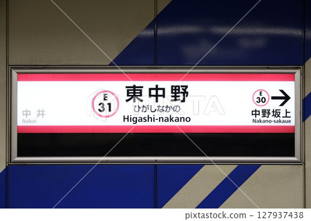 Higashi-Nakano Station sign 127937438