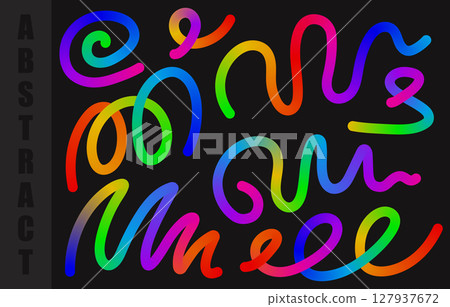 Stunning Vibrant Rainbow Lines Set 127937672