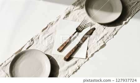 knife and fork on white background 127937724