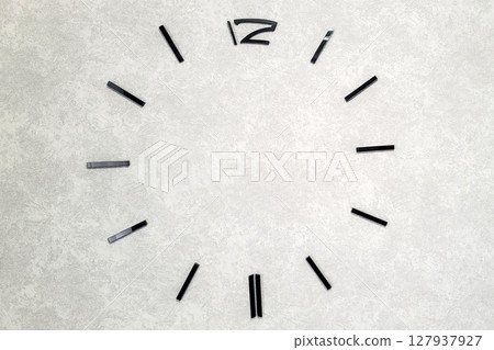 Wall clock concept: only numbers, no hands or mechanism, perfect for personalization and ideas Wall clock concept: only numbers, no hands or mechanism, perfect for personalization and ideas 127937927