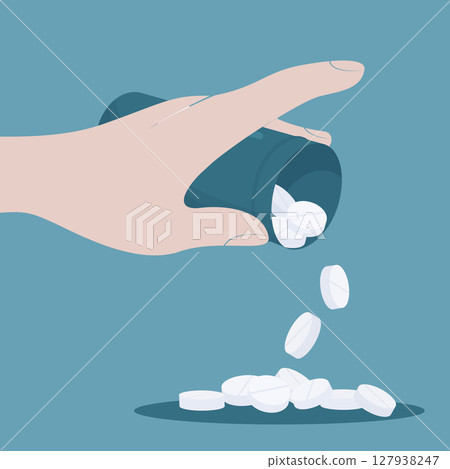 human hand with medical bottle 127938247