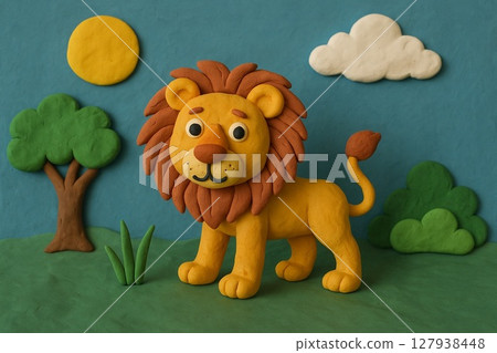Clay animation style lion 127938448