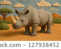 Clay cartoon style white rhino 127938452