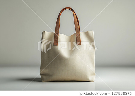 Reusable shopping bag made of fabric on a white background. Reusable shopping bag made of fabric on a white background. 127938575