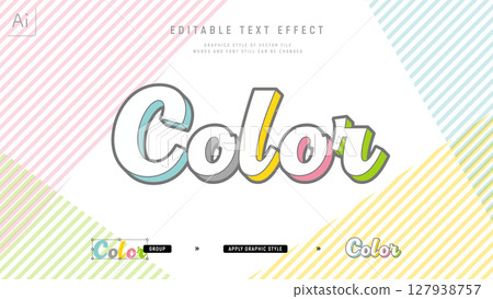 3D kids design text effect. Editable graphic style template. 127938757