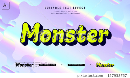 一款設計精美、高光閃耀的文字效果。可編輯的圖形樣式模板 127938767