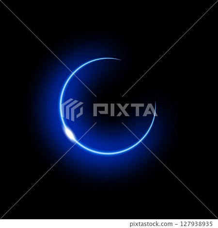 Neon blue arc with glowing light effect perfect for futuristic and tech inspired designs 127938935