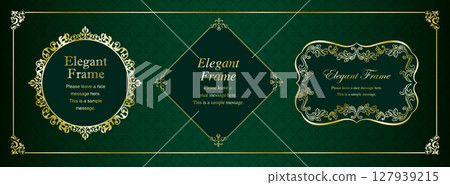 Luxury elegant frame set, decorative borders, ornamental design, elegant background, gold, green Luxury elegant frame set, decorative borders, ornamental design, elegant background, gold, green 127939215