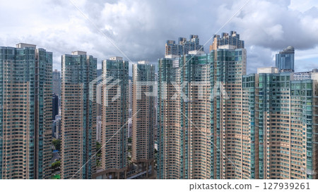 June 29 2025 Elevated Perspective of Urban Residential Towers Amid 127939261