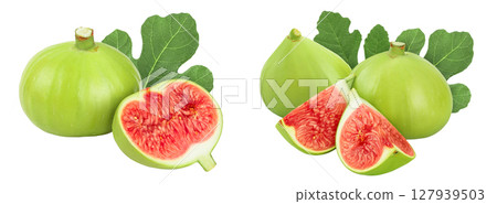 Ripe green fig fruit isolated on white background with full depth of field Ripe green fig fruit isolated on white background with full depth of field 127939503