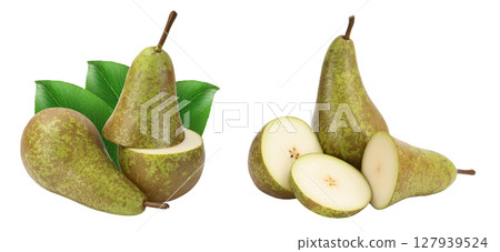 Green conference pear isolated on white background with full depth of field 127939524